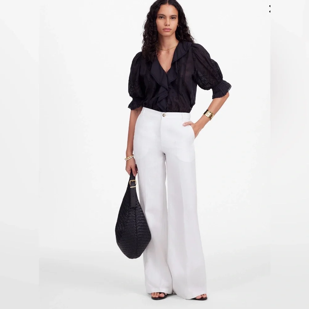 Madewell Linen Wide-Leg Pants, size 6 - Picture 1 of 7